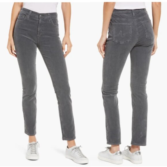 AG Adriano Goldschmied Prima Mid-Rise Corduroy Cigarette Jean Asteroid Gray - Picture 1 of 8